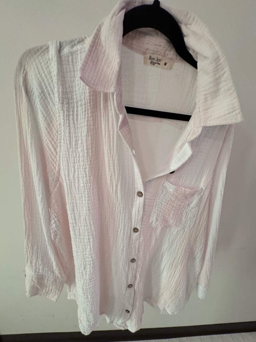 Ron Jon White Textured Gauze Button-Up Shirt